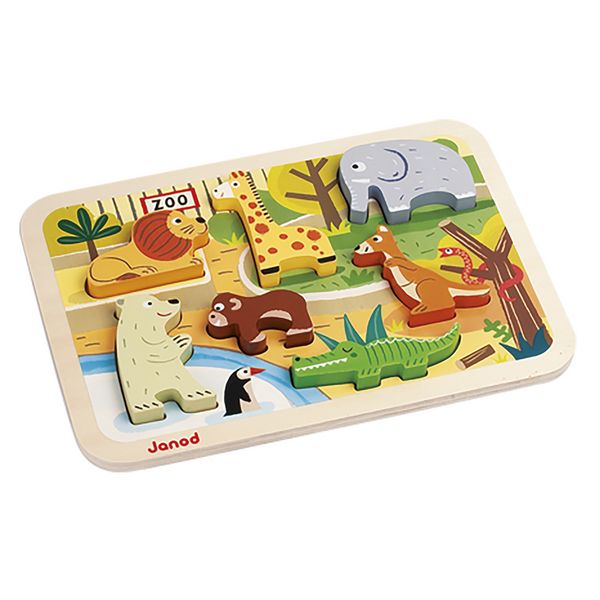 Produktbild: Zoo-Abenteuer: 7-teiliges Holzfiguren-Puzzle zum Greifen und Spielen