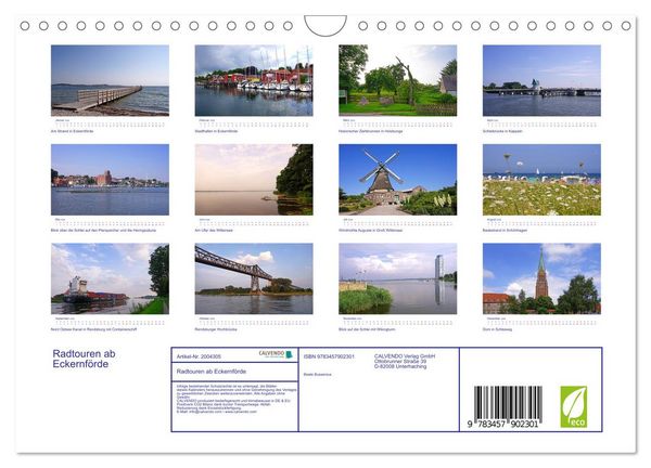 Produktbild: Radtouren ab Eckernf&ouml;rde (Wandkalender 2026 DIN A4 quer), CALVENDO Monatskalender