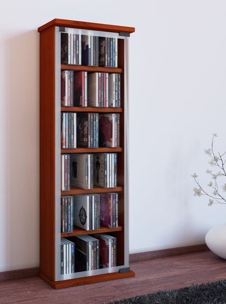 Produktbild: Holz CD DVD Stand Regal Schrank Classic Glast&uuml;r