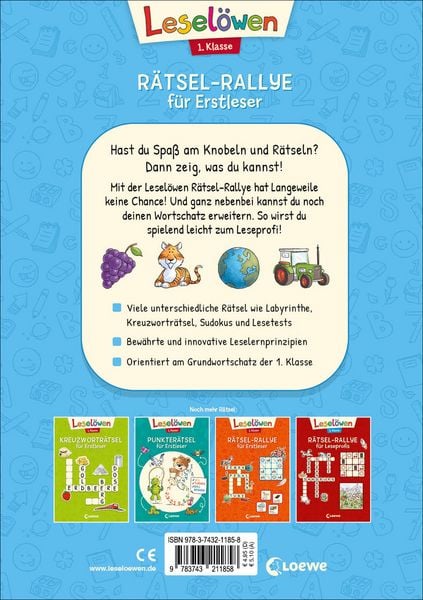 Produktbild: Lesel&ouml;wen R&auml;tsel-Rallye f&uuml;r Erstleser - 1. Klasse (Hellblau)