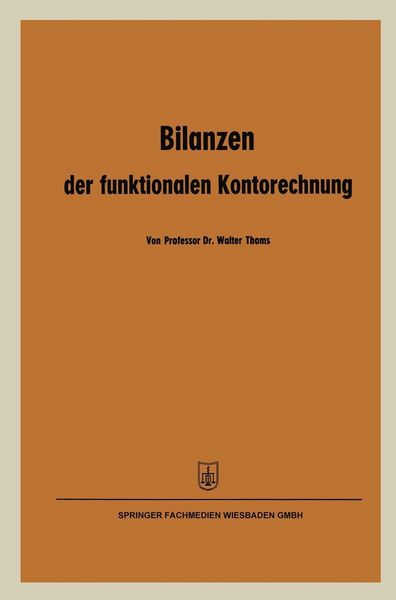 Produktbild: Bilanzen der funktionalen Kontorechnung