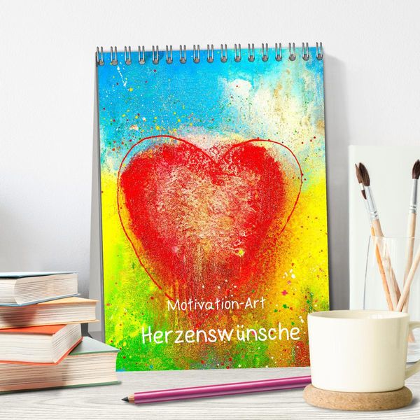 Produktbild: Motivation-Art Herzensw&uuml;nsche (Tischkalender 2026 DIN A5 hoch), CALVENDO Monatskalender