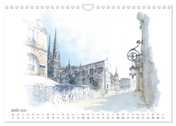 Produktbild: BORDEAUX, promenade dessin&eacute;e (Calendrier mural 2026 DIN A4 vertical), CALVENDO calendrier mensuel