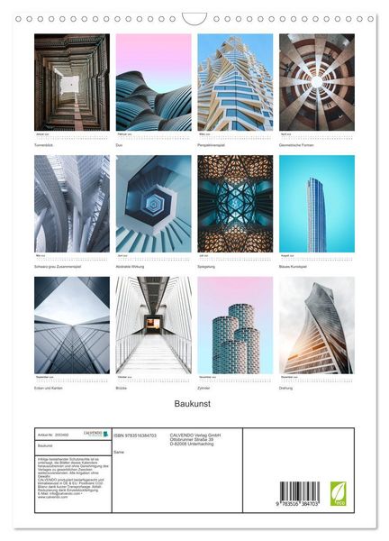 Produktbild: Baukunst (Wandkalender 2026 DIN A3 hoch), CALVENDO Monatskalender