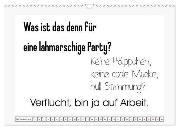 Produktbild: Typo-Kalender f&uuml;r das B&uuml;ro. Sarkasmus und fiese Spr&uuml;che (Wandkalender 2026 DIN A3 quer), CALVENDO Monatskalender