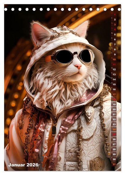 Produktbild: Stylische Katzen (Tischkalender 2026 DIN A5 hoch), CALVENDO Monatskalender
