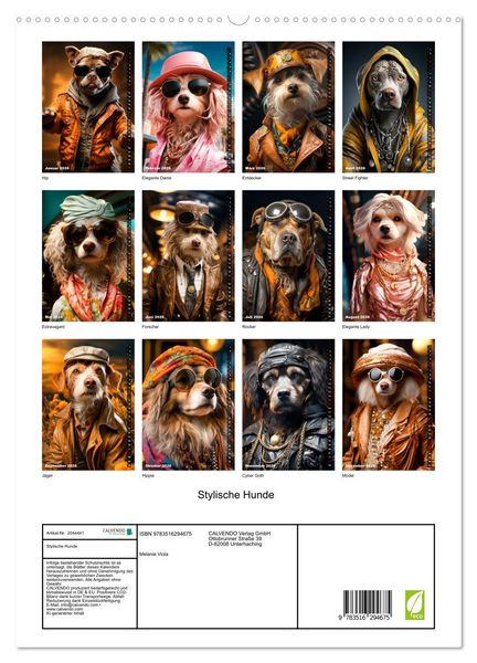 Produktbild: Stylische Hunde (hochwertiger Premium Wandkalender 2026 DIN A2 hoch), Kunstdruck in Hochglanz