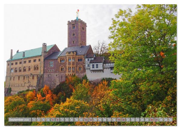 Produktbild: Schl&ouml;sser und Burgen zwischen Werra und Elbe (hochwertiger Premium Wandkalender 2026 DIN A2 quer), Kunstdruck in Hochglanz
