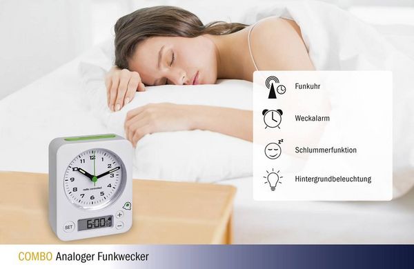 Produktbild: TFA Dostmann 60.1511.02 Funk Wecker Wei&szlig; Fluoreszierend Zeiger