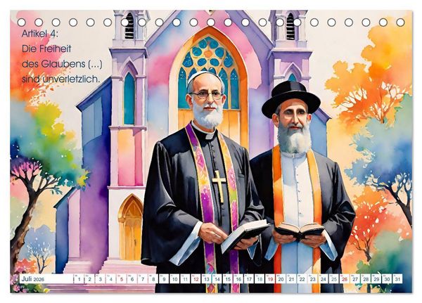Produktbild: Unsere Grundrechte (Tischkalender 2026 DIN A5 quer), CALVENDO Monatskalender