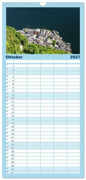 Produktbild: Familienplaner 2027 - Hallstatt und der Hallst&auml;tter See mit 5 Spalten (Wandkalender, 21 x 45 cm) CALVENDO