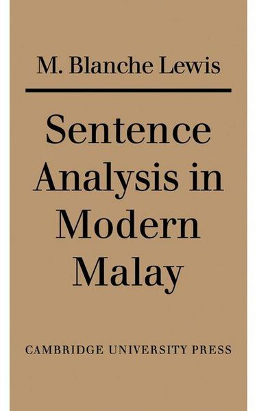 Produktbild: Sentence Analysis in Modern Malay