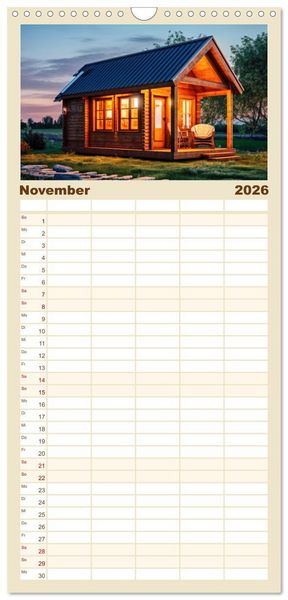 Produktbild: Familienplaner 2026 - Tiny Houses - wohnen auf kleinstem Raum mit 5 Spalten (Wandkalender, 21 x 45 cm) CALVENDO
