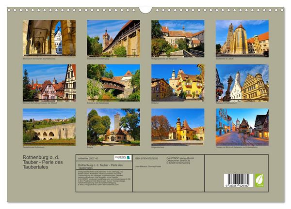 Produktbild: Rothenburg o. d. Tauber - Perle des Taubertales (Wandkalender 2026 DIN A3 quer), CALVENDO Monatskalender