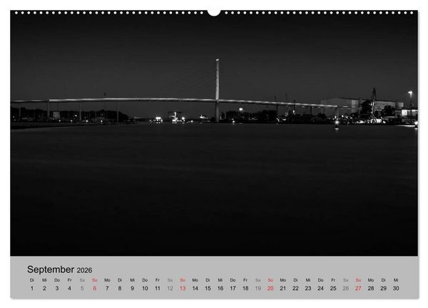 Produktbild: Hansestadt Stralsund bei Nacht (mit GPS-Koordinaten) (Wandkalender 2026 DIN A2 quer), CALVENDO Monatskalender