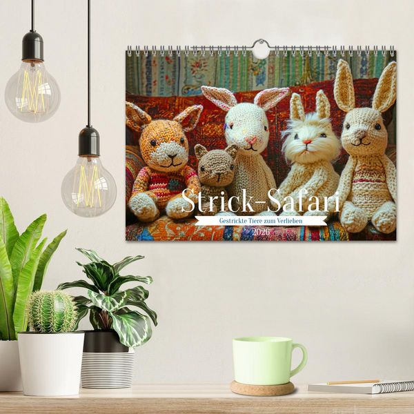 Produktbild: Strick-Safari - Gestrickte Tiere zum Verlieben (Wandkalender 2026 DIN A4 quer), CALVENDO Monatskalender