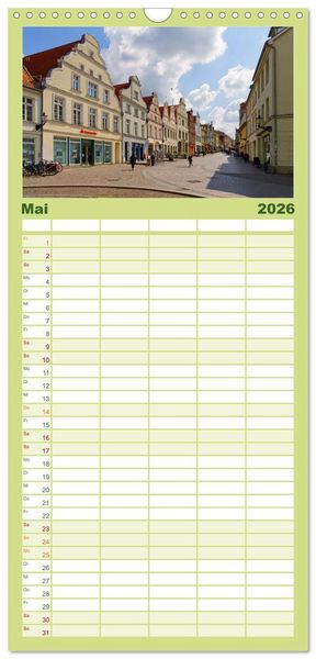 Produktbild: Familienplaner 2026 - Unser sch&ouml;nes Wismar mit 5 Spalten (Wandkalender, 21 x 45 cm) CALVENDO