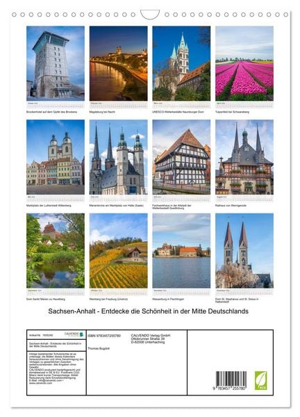 Produktbild: Sachsen-Anhalt - Entdecke die Sch&ouml;nheit in der Mitte Deutschlands (Wandkalender 2026 DIN A3 hoch), CALVENDO Monatskalender