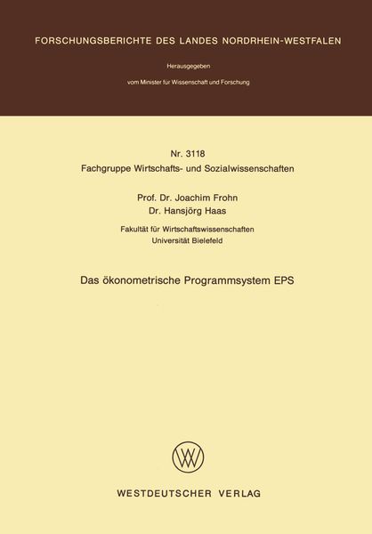 Produktbild: Das &ouml;konometrische Programmsystem EPS