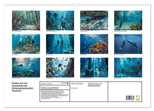 Produktbild: Erlebe mit mir verzaubernde Unterwasserwelten Tauchen (Wandkalender 2026 DIN A2 quer), CALVENDO Monatskalender