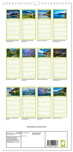 Produktbild: Familienplaner 2026 - Traumziele am Comer See mit 5 Spalten (Wandkalender, 21 x 45 cm) CALVENDO