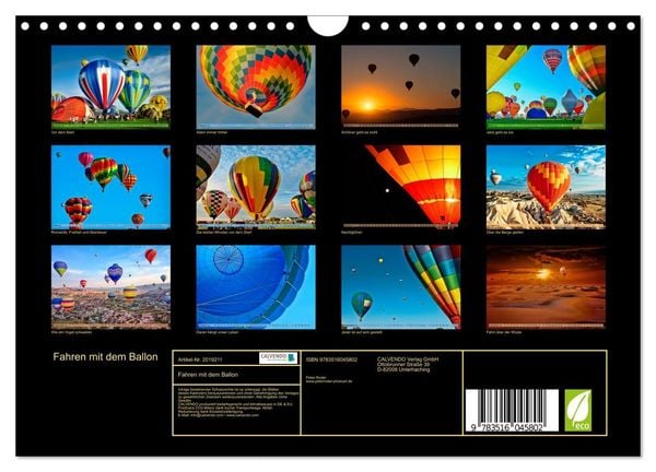 Produktbild: Fahren mit dem Ballon (Wandkalender 2026 DIN A4 quer), CALVENDO Monatskalender