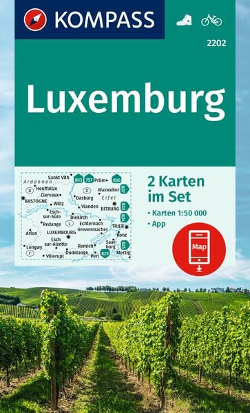 KOMPASS Wanderkarten-Set 2202 Luxemburg (2 Karten) 1:50.000, Sonstige von , Kompass-Karten, 9783991541516