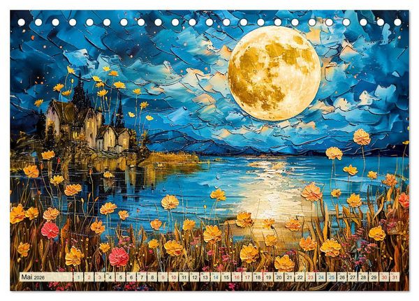 Produktbild: Blumenn&auml;chte im Mondlicht - Poesie des Himmels und der Erde (Tischkalender 2026 DIN A5 quer), CALVENDO Monatskalender