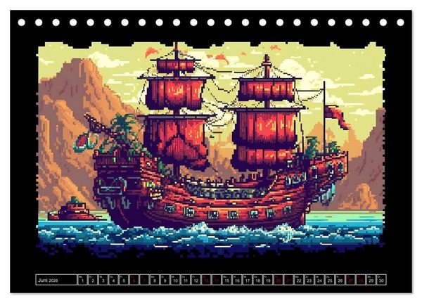 Produktbild: Pixel f&uuml;r Pixel bis Game over (Tischkalender 2026 DIN A5 quer), CALVENDO Monatskalender