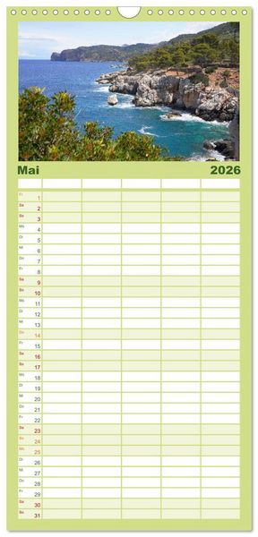Produktbild: Familienplaner 2026 - Cala Deia - Mallorcas Traumbucht mit 5 Spalten (Wandkalender, 21 x 45 cm) CALVENDO