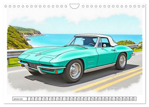 Produktbild: Kultautos der 1960er Jahre (Wandkalender 2026 DIN A4 quer), CALVENDO Monatskalender