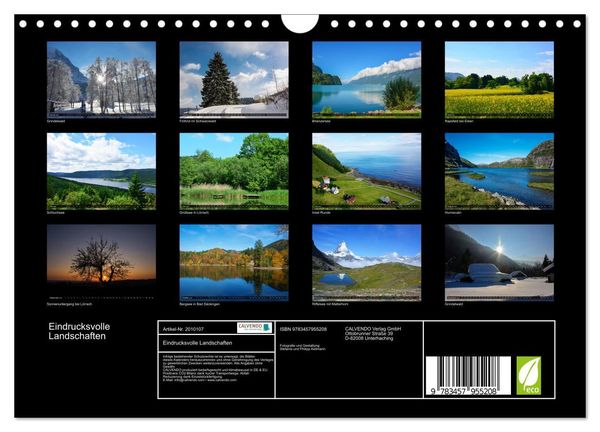 Produktbild: Eindrucksvolle Landschaften (Wandkalender 2026 DIN A4 quer), CALVENDO Monatskalender