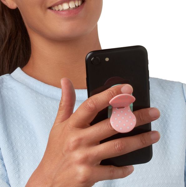 Produktbild: Zipgrips wei&szlig; punkte on Pink &ndash; 2-in-1 Handygriff & Aufsteller