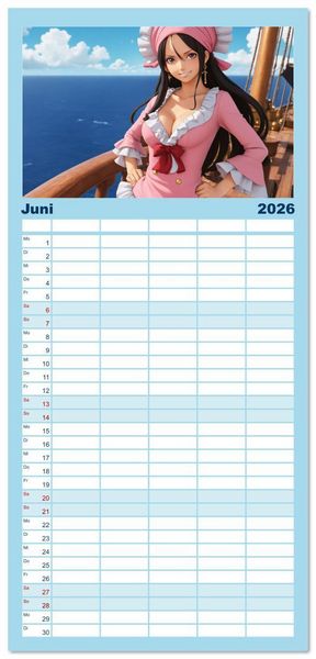 Produktbild: Familienplaner 2026 - Anime Piraten - Waifu Edition mit 5 Spalten (Wandkalender, 21 x 45 cm) CALVENDO