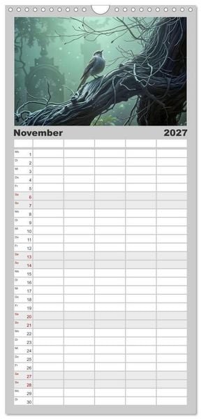 Produktbild: Familienplaner 2027 - Schattenkuss - Tiere in den Armen der Nacht mit 5 Spalten (Wandkalender, 21 x 45 cm) CALVENDO