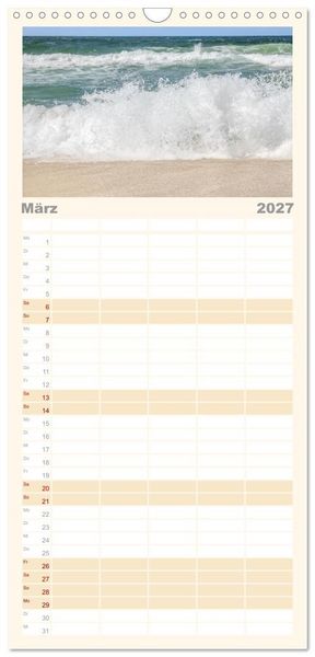 Produktbild: Familienplaner 2027 - Nordsee Insel Sylt mit 5 Spalten (Wandkalender, 21 x 45 cm) CALVENDO