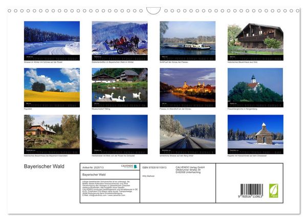 Produktbild: Bayerischer Wald (Wandkalender 2026 DIN A3 quer), CALVENDO Monatskalender