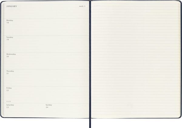 Produktbild: Moleskine 12 Monate Wochen Notizkalender 2027, XL, 1 Wo = 1 Seite, rechts linierte Seite, Fester Einband, Saphir