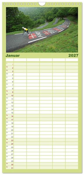 Produktbild: Familienplaner 2027 - Pyren&auml;enp&auml;sse mit dem Rennrad 2027 mit 5 Spalten (Wandkalender, 21 x 45 cm) CALVENDO