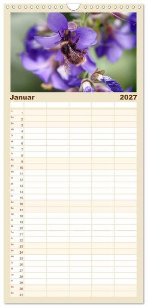 Produktbild: Familienplaner 2027 - Hummelflug mit 5 Spalten (Wandkalender, 21 x 45 cm) CALVENDO
