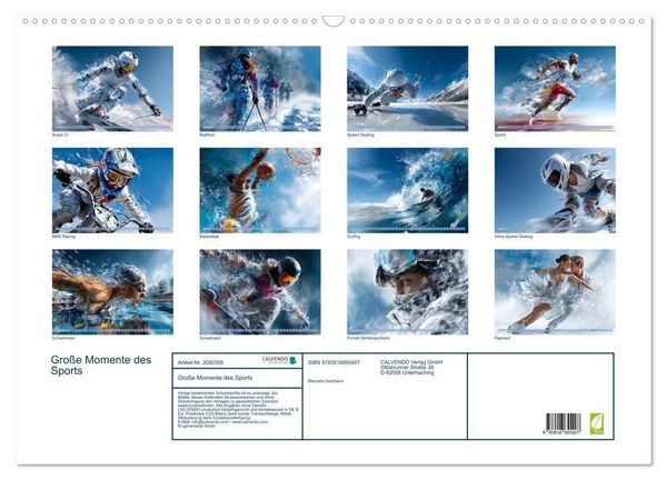 Produktbild: Gro&szlig;e Momente des Sports (Wandkalender 2026 DIN A2 quer), CALVENDO Monatskalender