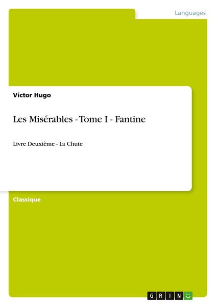 Produktbild: Les Mis&eacute;rables - Tome I - Fantine