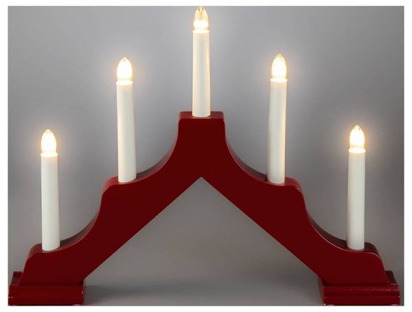Produktbild: Konstsmide 2133-510 Holzleuchter Wei&szlig; LED Rot