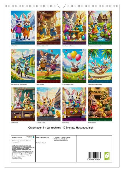 Produktbild: Osterhasen im Jahreskreis 12 Monate Hasenquatsch (Wandkalender 2027 DIN A3 hoch), CALVENDO Monatskalender