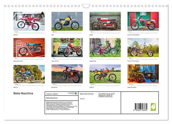 Produktbild: Bella Macchina (Wandkalender 2027 DIN A3 quer), CALVENDO Monatskalender