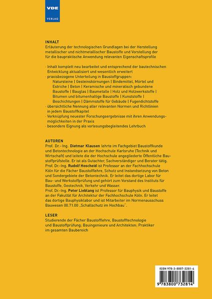 Produktbild: Technologie der Baustoffe