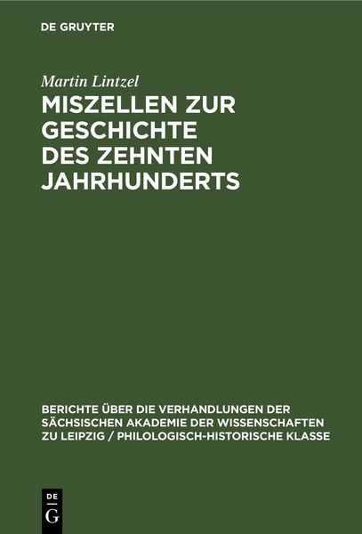 Produktbild: Miszellen zur Geschichte des zehnten Jahrhunderts