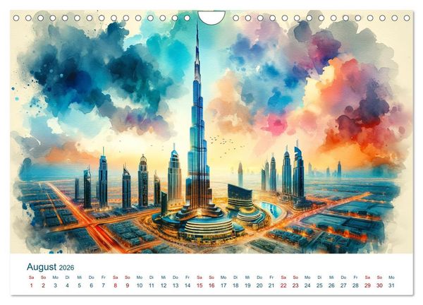 Produktbild: Sehensw&uuml;rdigkeiten in Aquarell (Wandkalender 2026 DIN A4 quer), CALVENDO Monatskalender