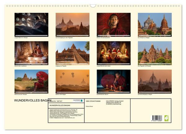 Produktbild: WUNDERVOLLES BAGAN (Wandkalender 2026 DIN A2 quer), CALVENDO Monatskalender