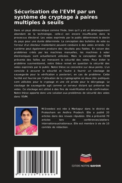 Produktbild: S&eacute;curisation de l'EVM par un syst&egrave;me de cryptage &agrave; paires multiples &agrave; seuils
